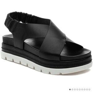 J/SLIDES Black Leather Platform Sandals